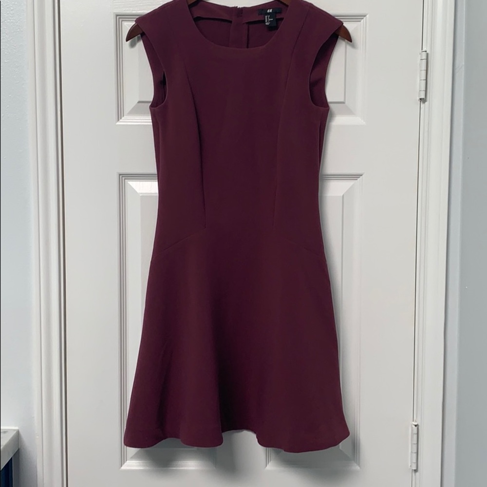 Maroon/plume fit and flare dress